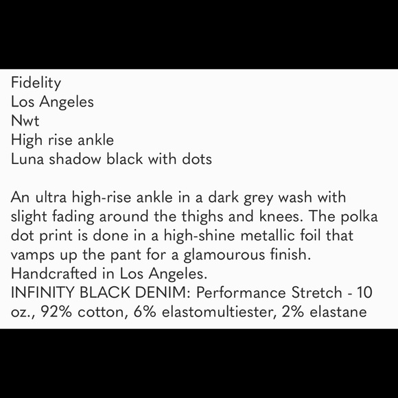 Fidelity Jeans - black & silver polka dots - Picture 9 of 9